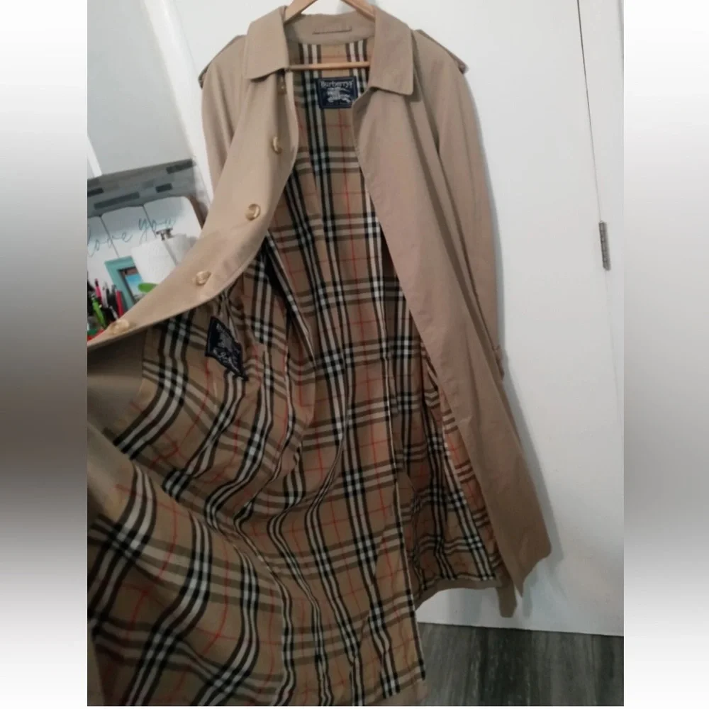 Vintage Burberrys London Women’s 10 44 long beige Trench coat Nova Check lining - Picture 6 of 13